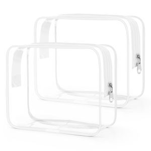 Clear Toiletry Bag, Cosmetic Bags 2 Pack With Zipper Carry On Airline Airport👋